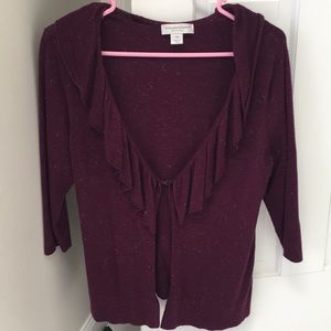 Christopher & Banks Petite Maroon/Purple Cardigan